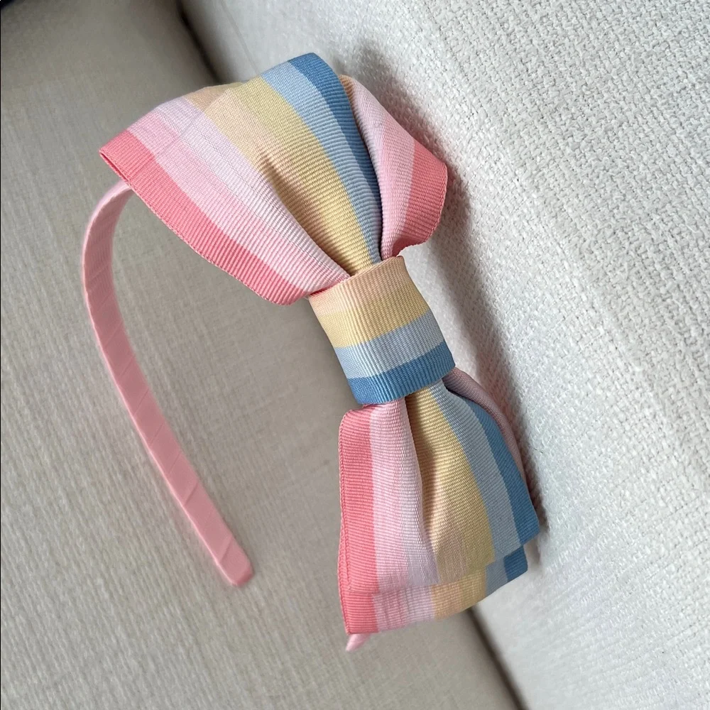 Janie and Jack Pink and Blue Striped Bow Headband